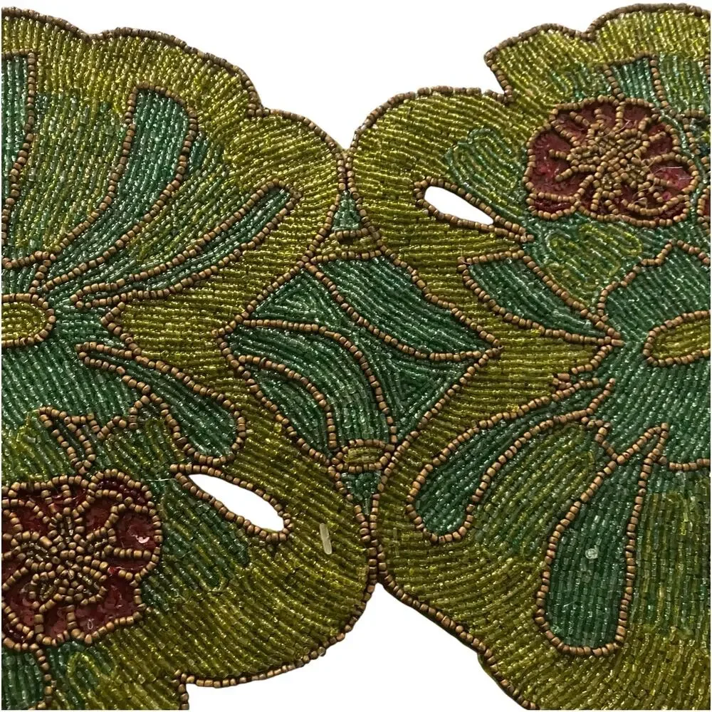 Pier 1 Imports SKU # 2510933 Beaded Palm Leaf Table Runner 100% Cotton 12